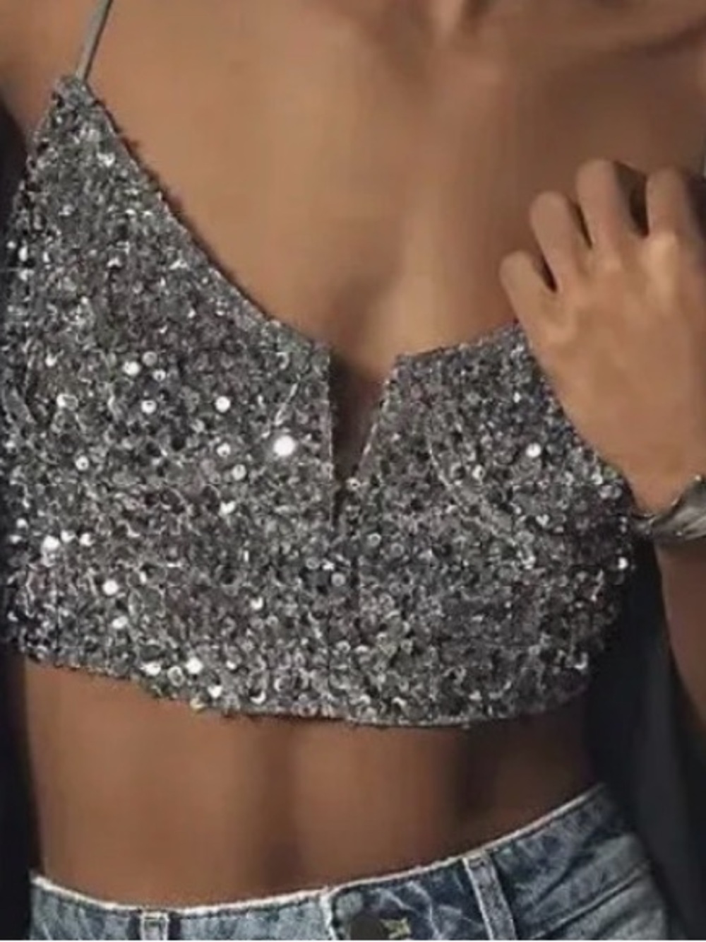 NWT Anthropologie Eve Sequin Bralette size S $68 retail